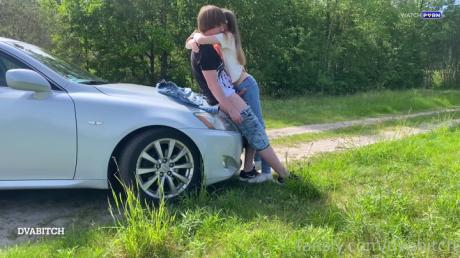 Dvabitch – Outdoors Risky Public Sex Bent Over Car